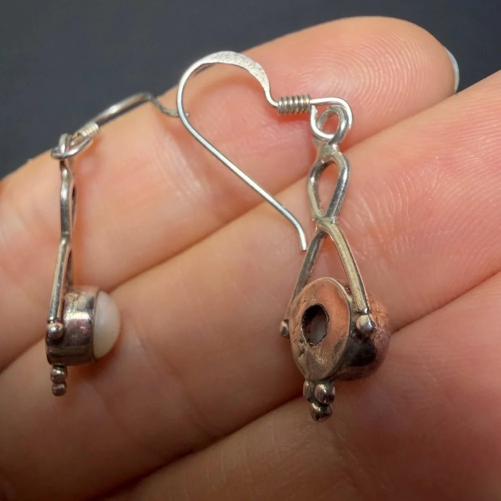 Bohemian 925 Sterling Silver Mother of Pearl Dangle - Picture 2 of 13